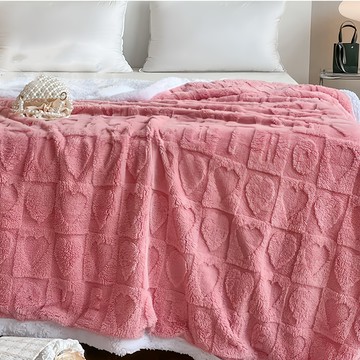 LoveCity 寢城之戀 塔芙絨 + 羊羔絨 立體緹花毛毯  200 x 150cm  暖心粉
