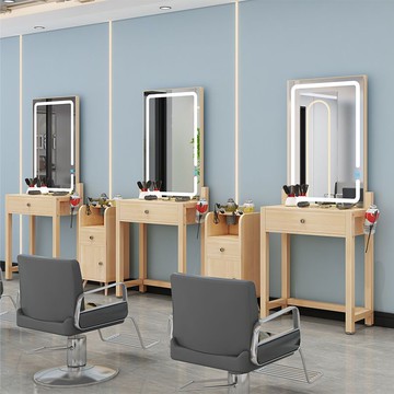 【免運/可開票】鏡台 化妝桌 化妝椅 鏡子 理發店專用鏡子理發鏡美發鏡臺鏡子發廊鏡臺帶燈理發鏡子柜子一體