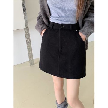 加厚毛呢半身裙秋冬大碼胖mm小個子包臀裙短裙女士韓版西裝A字裙