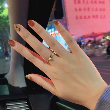 周家同款沙金蝴蝶結鍍金戒指女款小眾簡約開口可調節食指戒子指環