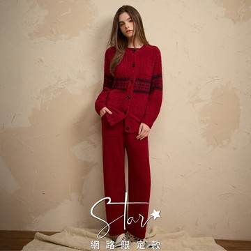 STAR 暖呼呼珊瑚絨聖誕印花家居服套組