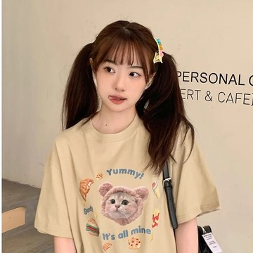 現貨隔日到！  100%純棉t恤 美式復古T恤 夏季大尺碼女裝 短tee 質感圓領短袖 ins風情侶衣 新款設計感t恤