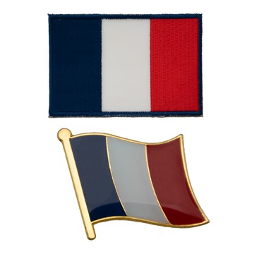 A-ONE 匯旺 法國國旗刺繡徽章 + 國旗別針 8x5cm 15mmx12mm 台灣製  彩色