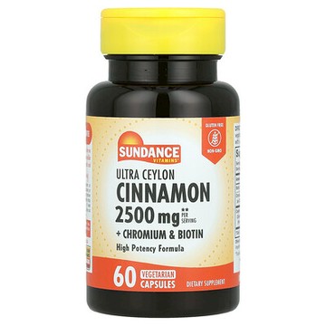 Sundance Vitamins, 超級錫蘭肉桂 + 鉻和生物維生素，60 粒素食膠囊