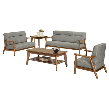 Homelike 喜家居貓抓皮沙發茶几五件組(含玻璃)(2361)