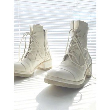 靴子女2023新款中筒靴白色馬丁靴帥氣厚底短靴粗跟仿古暗黑機車靴