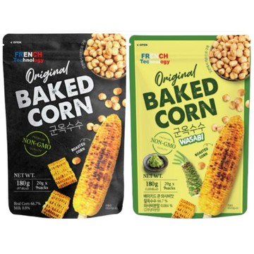 韓國🇰🇷烘烤玉米粒 180g 大容量 | 原味甜鹹 / 芥末味 | BAKED CORN 酥脆玉米粒 | 韓國熱銷下酒菜
