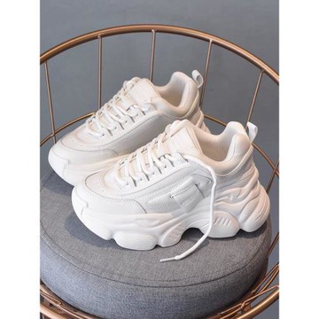 香港厚底真皮老爹鞋女2025春秋新款顯腳小百搭超火ins透氣運動鞋