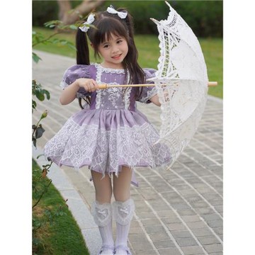 女童連衣裙夏洛麗塔蓬蓬裙花童鋼琴禮服女寶寶一周歲生日公主裙