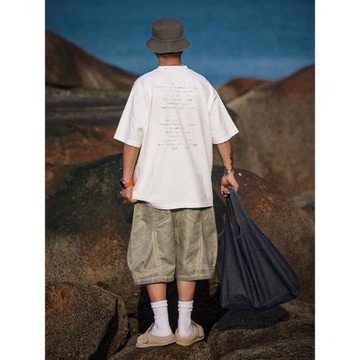 WPP 日系寬松休閑純棉字母印花短袖男夏季磨邊美式痞帥T恤上衣潮