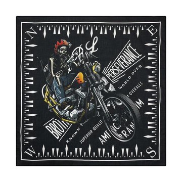 純棉美式骷髏印花方巾圍脖頭巾嘻哈日系復古頭帶領巾哈雷騎行面巾