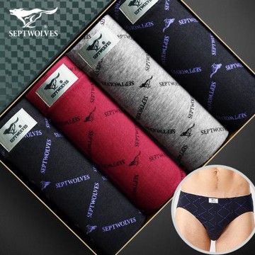 七匹狼內褲男士內褲純棉春秋季男生短褲透氣全棉褲頭男式三角褲男