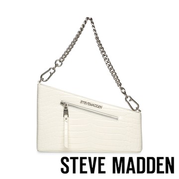 STEVE MADDEN-BTATE 率性鱷魚皮梯形手提包-白色