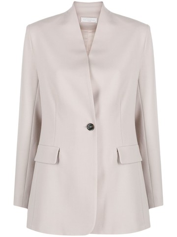 Antonelli - collarless single-breasted blazer - women - Elastane/Virgin Wool/Polyester - 42 - Neutrals