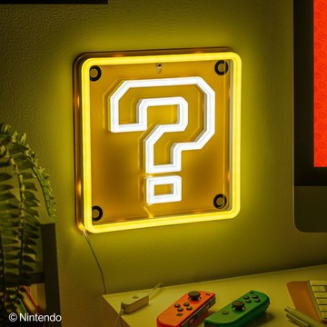 【Nintendo 任天堂】任天堂授權 超級瑪利歐 問號磚 壁掛式 LED霓虹 小夜燈