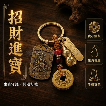 台灣出貨✨ 五路財神掛件 趙公明守護神 十二生肖護身符 高檔汽車鑰匙扣 時來運轉招財飾品 黃線五帝錢葫蘆