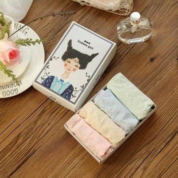 禮盒裝日單清新純全棉中腰女士內褲 無痕包臀少女短褲有加大