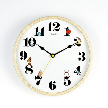 官方授權 l BT21的瑜珈時間 實木靜音時鐘掛鐘