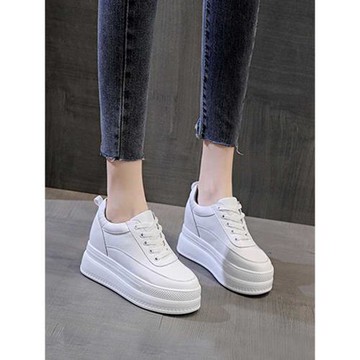 厚底內增高小白鞋女鞋2025新款8cm小個子爆款隱形真皮輕便運動鞋