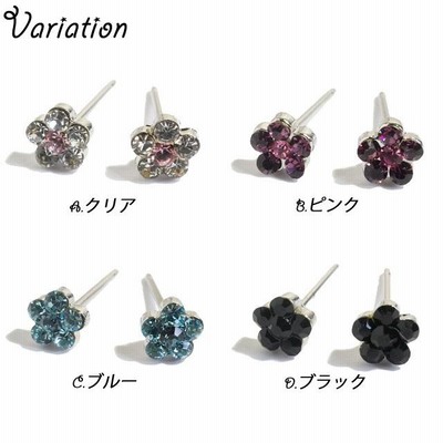 ピアス スワロフスキー フラワー サージカルステンレス 小さい