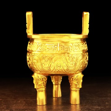 銅鼎擺件純銅三足鼎香爐招財鼎盛千秋圓鼎大號克鼎辦公室開業禮品