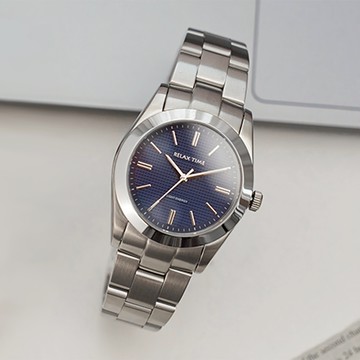 Relax Time RT-105S 立體格紋太陽能女錶-銀x藍/34mm RT-105S-3L