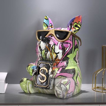 現代招財狗高級感紙巾盒擺件家居客廳茶幾桌面輕奢裝飾品喬遷禮物