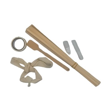 DIY竹編手工扇子材料包 原料來自中國  方形頭花扇 八瓣花  多色  1組  方形頭花扇 八辦花 多色