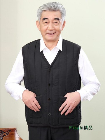 保暖背心中老年人加絨加厚馬甲老人保暖背心內穿棉坎肩馬夾秋冬男爸爸爺爺-Misaki精品