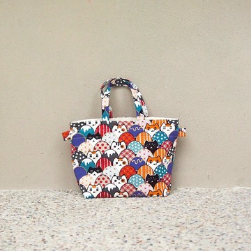 日式貓貓款 手工手提袋 外出袋 束口袋