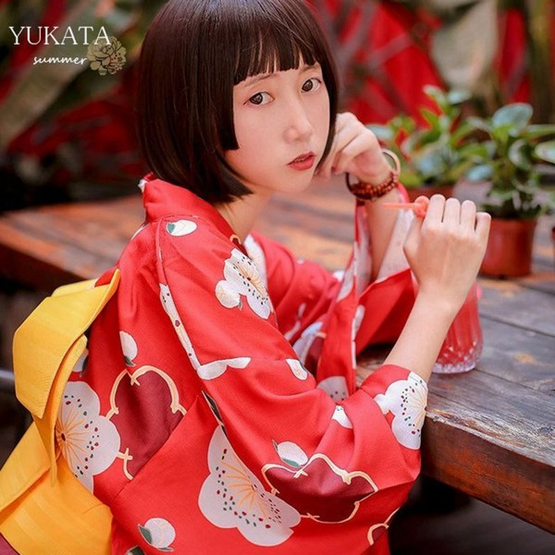 9点セット 浴衣 Yukata ゆかた レディース 女 女性 洗える 街着 お出かけ お稽古 レッド 赤 古典 簡単 着れる 作り帯 下駄 結び帯 下駄 寝巻き 部屋着 通販 Lineポイント最大0 5 Get Lineショッピング