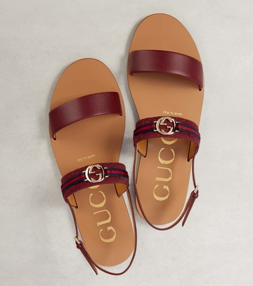 Gucci Interlocking G Web Stripe leather sandals