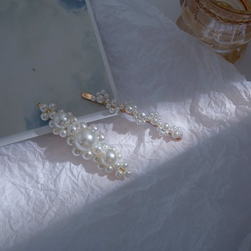 韓國氣質網紅珍珠發飾少女發夾邊夾劉海一字夾頂夾發卡通勤頭飾女