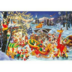 【拼圖貓】HM - 畫作系列-小矮人歡度聖誕 台灣製 1000片 夜光拼圖 HM1000-145