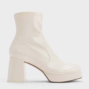 方頭粗跟厚底短靴