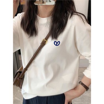 安心舒適純棉春秋T恤女2025冬季德絨長袖內搭上衣大碼白色打底衫