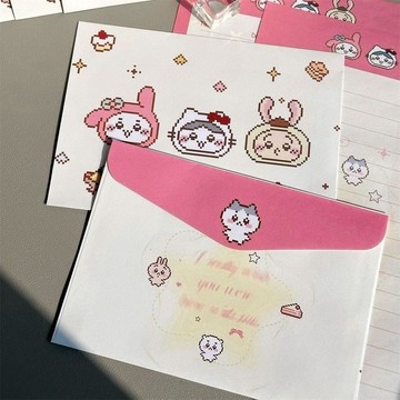🌸臺灣出貨🎉像素風吉伊卡哇小八信封信紙套裝卡通可愛ins高顏值生日節日信筏