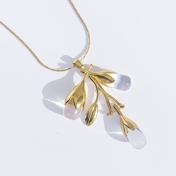 晨露,銀項鍊,石英吊墜