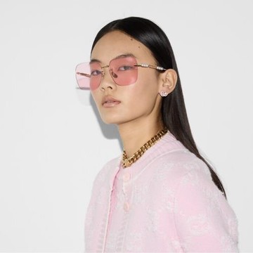 【GUCCI 古馳】方形金屬太陽眼鏡(GG1923SA-004)