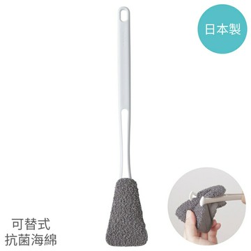 又敗家@日本製MARNA可替式抗菌海綿奶瓶刷K-757GY長柄水壺刷附掛洞適Ø4.5公分保溫瓶刷水瓶刷馬克杯刷除水垢茶垢【全館299超取免運】【APP下單點數4倍送】