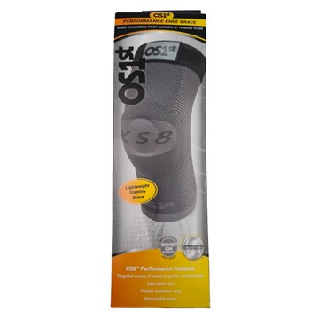 OS1st 護膝進階版調整式 KS8 單隻 金屬彈簧支架33g + 矽膠髕骨環50g  2XL(55~62cm)  1個  黑色