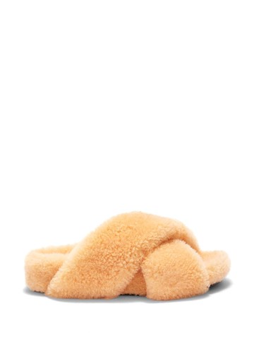 Jil Sander - shearling crossover slides - women - Lambskin/Calf Leather/Sheep Skin/Shearling/Lambskin/Sheep Skin/Shearling - 38 - Neutrals