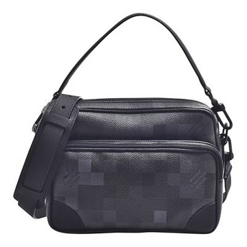 LV M14988經典Nil Messenger系列Damoflage Black塗層帆布郵差包(黑灰)