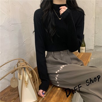 韓版設計感小眾半高領針織上衣【W566】