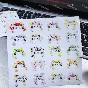可愛塗鴉小貓3D立體鏤空防水轉印貼平板筆記本水杯DIY創意裝飾貼⚡人氣熱銷