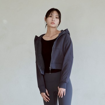 休閒連帽外套(內層刷毛)-夜灰