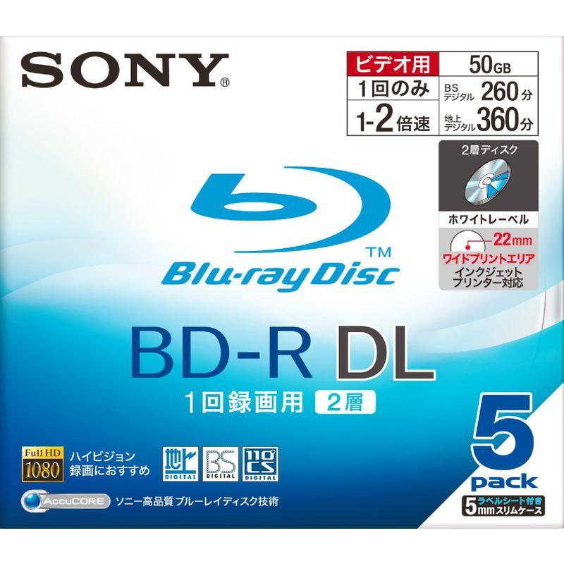 SONY 日本製 ビデオ用BD-R 追記型 片面2層50GB 2倍速 プリンタブル 5枚