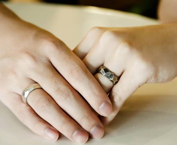 手工925純銀對戒【誰說鑽石永遠閃亮亮】不規則幾何切面個性戒指