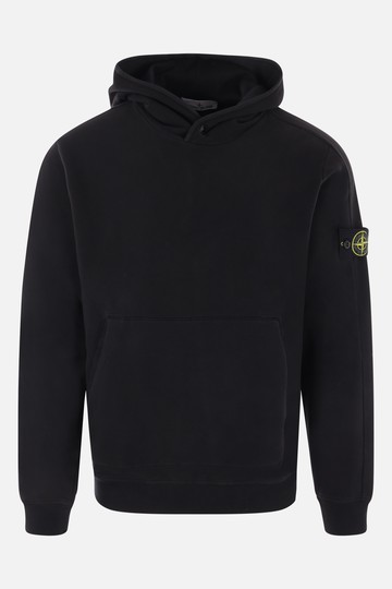 STONE ISLAND fleece hoodie with logo patch Man