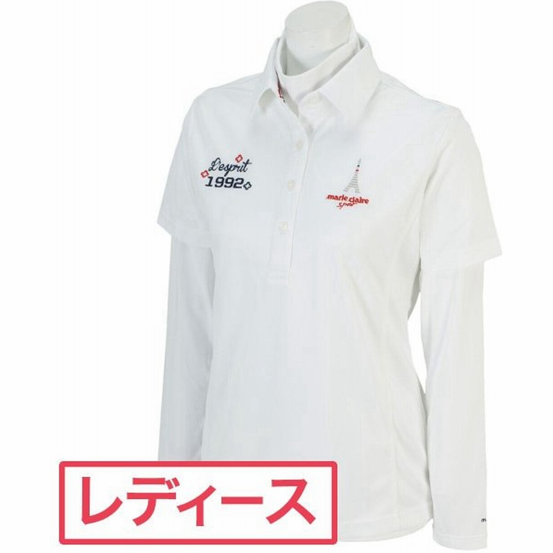 マリクレール Marie Claire 長袖ハイネックインナーシャツ付き半袖ポロシャツ レディス 通販 Lineポイント最大0 5 Get Lineショッピング